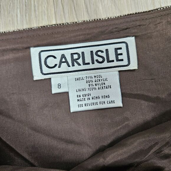 Vintage Carlisle Womens Brown Mermaid Skirt Wool Size 8 Bell Knee-length Tweed - Picture 4 of 12
